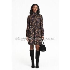 MSRP $59 NWOT H&M Floral Long-Sleeve Flowy Shirt Dress Size S | SAME DAY SHIP